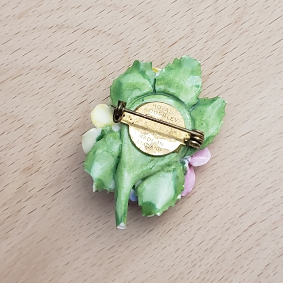 Rare Floral Royal Adderley Bouquet Porcelain Bone China Brooch - Picture 3 of 8